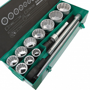 GARWIN PRO 644040-12 Набор торцевых головок 1", 12 гр., 14 пр., 36-80 мм