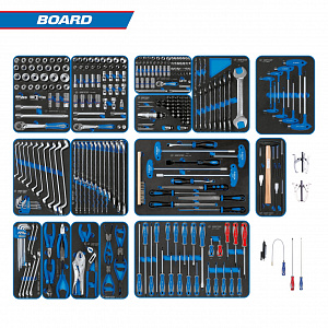 Набор инструментов 325 предметов, "BOARD", для тележки, 15 ложементов KING TONY 934-325MRVD