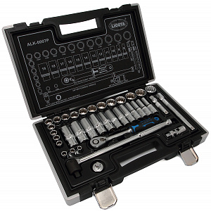 Licota ALK-0007P Набор торцевых головок 3/8" 12-ти гранных spline 37 пр., 6-24 мм