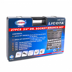 Licota ASK-10061 Набор торцевых головок 3/4" дюйм. и метр. 26пр. (1"-2", 19-50 мм)