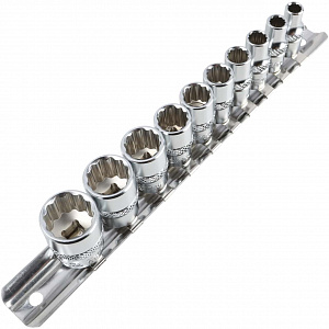Licota TBS-22002 Набор торцевых головок 1/4" 12-ти гранных, 10 пр. на линейке, 3/16"-9/16"