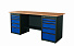 RUNTEC RTI20F-TI5-TI5-5005 Верстак серии Industrial, 2000 мм, фанера, тумба с 5-ю ящиками + тумба с 5-ю ящиками, синий RAL 5005-4004