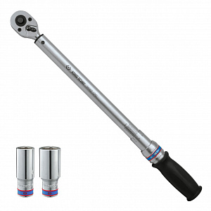 Динамометрический ключ 1/2", 40-200 Нм, "EXACT", футляр, в комплекте 2 торцевые головки KING TONY P34462-1DG