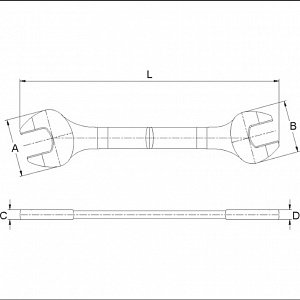 Licota AWT-EDS1922 Ключ рожковый, прямой, двусторонний, 19 мм, 22 мм