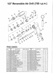 Licota PAD-04003 Дрель пневматическая 1/2"(13 мм) с реверсом 750об/мин