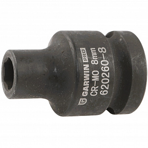 GARWIN PRO 620260-8 Головка, 1/2", 8 мм, торцевая, 6-гранная, ударная