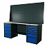 RUNTEC RTI20Z-TI4-TI6-P20-P20-5005 Верстак серии Industrial, 2000 мм, оцинк, тумба с 4-мя ящиками + тумба с 6-ю ящиками, экран 1000, синий RAL 5005-4004
