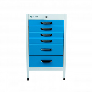 GARWIN PRO MST-T6-7035-5015 Тумба 6 ящиков Standart, без крышки, светло-серый каркас, светло-синие ящики, 7035+5015