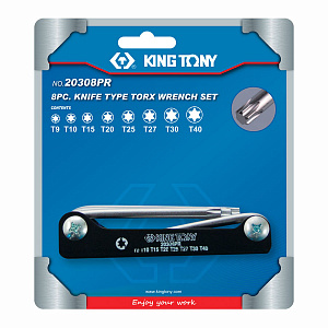 Набор Г-образных Torx, T9-T40, складные, 8 предметов KING TONY 20308PR
