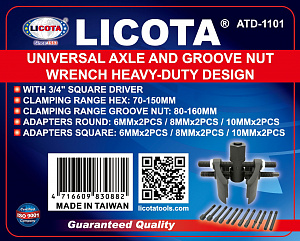 Licota ATD-1101 Ключ для ступичных гаек, 3/4", с адаптерами 6,8,10 мм