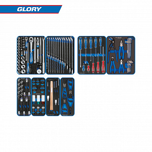 Набор инструментов 152 предмета, "GLORY", для тележки, 8 ложементов KING TONY 9G35-152MRVD