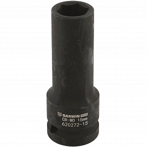 GARWIN PRO 620272-15 Головка, 1/2", 15 мм, торцевая, 6-гранная, ударная, глубокая