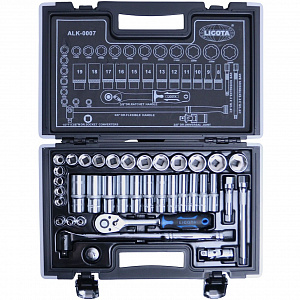 Licota ALK-0007 Набор торцевых головок 3/8" 6-ти гранных super lock 37 пр., 6-24 мм
