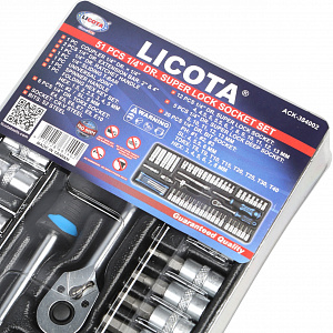 Licota ACK-384002 Набор торцевых головок 1/4" в ложементе, 51 пр.