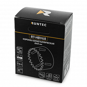 RUNTEC RT-HBV68 Коронка биметаллическая 68 мм RUNTEC BiM HSS-Co8, 4-6 TPI