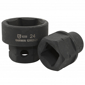 GARWIN INDUSTRIAL 626620-SET15 Набор проходных укороченных ударных головок 1/2" 15 пр. 10-24 мм, 28 мм