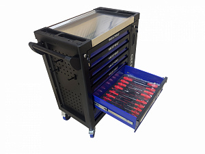 Инструментальная тележка с инструментом GW-8ST 248 BLUE SET (Great Wolf, 248поз), 8 ящиков, увеличенные колеса с тормозом, ЦЗ, усиленная