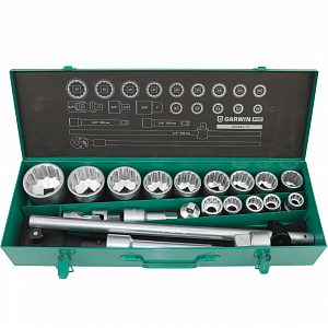 GARWIN PRO 643565-12 Набор торцевых головок 3/4" 12 гр., 19-55 мм, 21 пр.