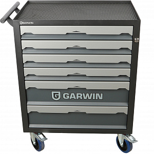 GARWIN PRO S01006-143 Тележка инструментальная 6 полок с комплектом инструмента, 143 пр., серая