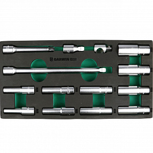 GARWIN PRO 646067 Набор торцевых головок глубоких 1/2" 10-24 мм, 14 пр. в ложементе EVA