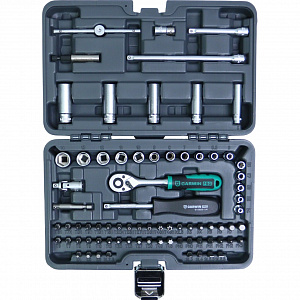 GARWIN PRO 642176 Набор торцевых головок 1/4" 6-ти гранных 76 предметов, 5-14 мм