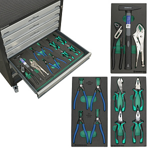 GARWIN PRO S01007-336 Тележка инструментальная 7 полок с комплектом инструмента, 336 пр., серая