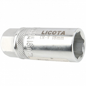 Licota ATF-4007B Головка, 1/2", 18 мм, торцевая, 6-гранная, глубокая, свечная