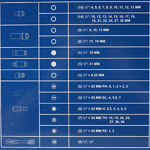 Licota ALK-8016F Набор инструмента 1/4" и 1/2", 81 предмет