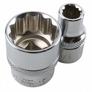 Licota TBS-22006 Набор торцевых головок 1/2" 12-ти гранных, 10 пр. на линейке, 3/8"-15/16"