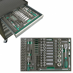 GARWIN PRO S01006-263 Тележка инструментальная 6 полок с комплектом инструмента, 263 пр., серая