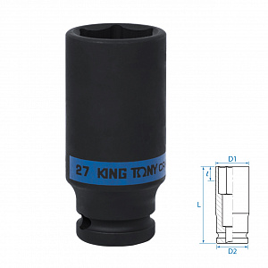 Головка торцевая ударная глубокая шестигранная 1/2", 27 мм KING TONY 443527M