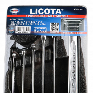 Licota ACK-274011 Набор ключей E-профиль E6 - E24 в ложементе, 6 пр.