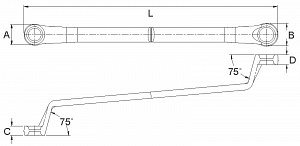 Licota AWT-EBS1417 Ключ накидной, двусторонний, изогнутый, 75°, 14 мм, 17 мм