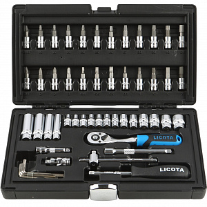Licota ALK-8003F Набор торцевых головок 1/4" 6-ти гранных 54 пр., 4-14 мм