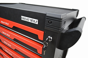 Инструментальная тележка с инструментом GW-7ST2 Black (Great Wolf, 324поз), 7 ящиков, увеличенные колеса с тормозом, ЦЗ, усиленная