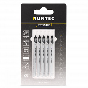 RUNTEC RT-T118AF Пилки для лобзика по металлу RUNTEC T 118 AF, BIM, 5 шт