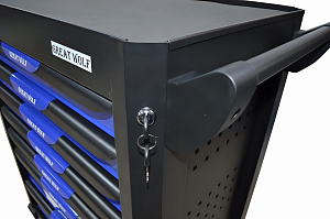Инструментальная тележка с инструментом GW-7ST2 Blue (Great Wolf, 324поз), 7 ящиков, увеличенные колеса с тормозом, ЦЗ