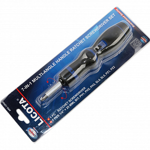 Licota ARD-12K04 Отвертка трещоточная с поворотной ручкой и сменными вставками 1/4", 9 пр.