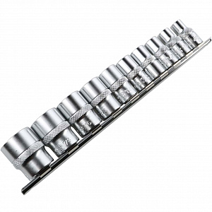 Licota TBS-22006 Набор торцевых головок 1/2" 12-ти гранных, 10 пр. на линейке, 3/8"-15/16"