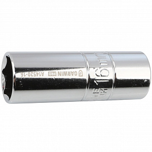 GARWIN PRO A14520-16 Головка, 1/2", 16 мм, торцевая, 6-гранная, свечная, резиновый фиксатор