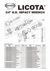 Licota PAW-04048S-6 Гайковерт пневматический ударный 3/4" MAX 1620 Нм, композитный