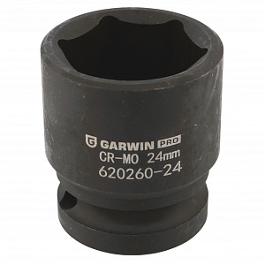 GARWIN PRO 620260-24 Головка, 1/2", 24 мм, торцевая, 6-гранная, ударная
