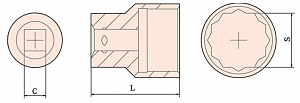 GARWIN INDUSTRIAL GST-YH09 Головка торцевая, 12-гранная, искробезопасная, 1/2", 9 мм