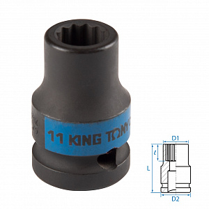 Головка торцевая ударная двенадцатигранная 1/2", 11 мм KING TONY 453011M