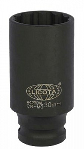 Licota A4230WL Головка, 1/2", 30 мм, торцевая, 12-гранная, ударная, глубокая