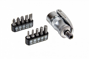 Licota ABD-033K2 Отвертка трещоточная со сменными вставками 1/4", 12 пр.