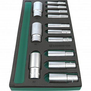 GARWIN PRO 645535 Набор торцевых головок глубоких 1/2" 10-32 мм, 13 пр. в ложементе EVA
