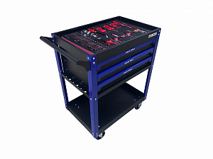 Инструментальная тележка с инструментом GW-3ST1 Blue (Great Wolf, 249 поз) с полкой и тремя ящиками