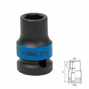 Головка торцевая ударная шестигранная 1/2", 12 мм KING TONY 453512M