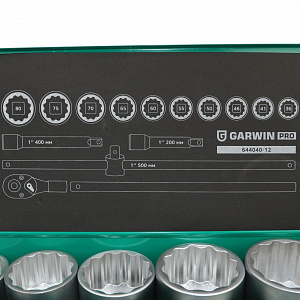 GARWIN PRO 644040-12 Набор торцевых головок 1", 12 гр., 14 пр., 36-80 мм